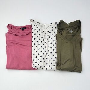 Lane Bryant Lot Of 3 Swing Tees-Pink, Polka Dot, and Olive